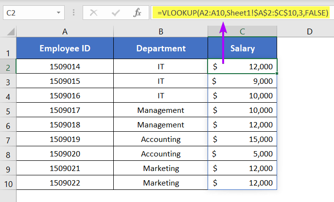 Array Formula: Vlookup Using Column Index Number from Another Sheet within the Same Workbook