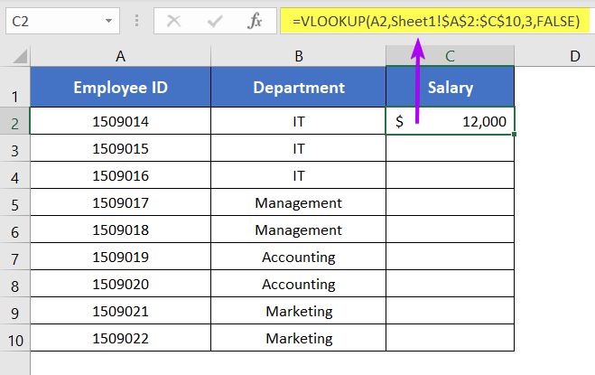 Regular Formula: Vlookup Using Column Index Number from Another Sheet within the Same Workbook