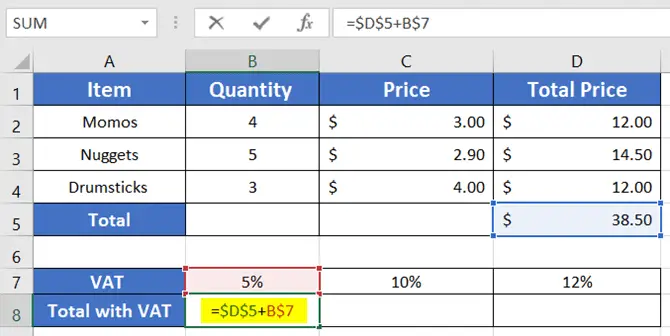 Mixed Cell Reference in Excel to fix rows