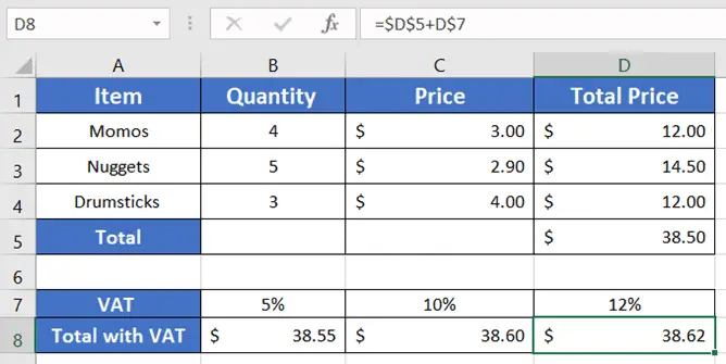 Application of Mixed Cell Reference in Excel