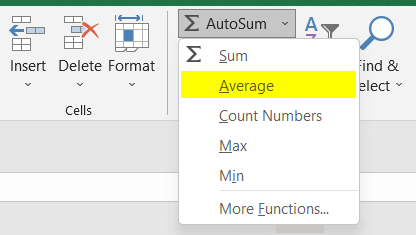 Average Autosum in Excel