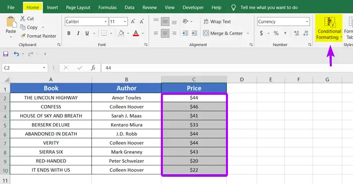 Find the Conditional Formatting Feature in Excel