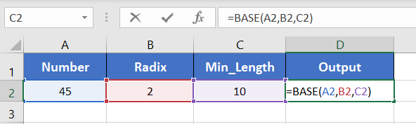 Usage Guide of BASE Function in Excel