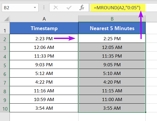 3 Ways to Round Off Time to Nearest Multiple of 5 Minutes in Excel