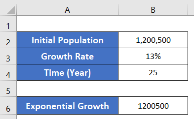 Use of Growth Rate in Exponential Growth Formula in Excel