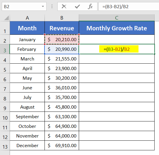 Quickest Way to Calculate Monthly Growth Rate in Excel