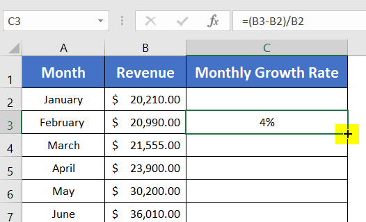Quickest Way to Calculate Monthly Growth Rate in Excel