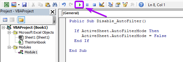 Inserting a Macro in Excel