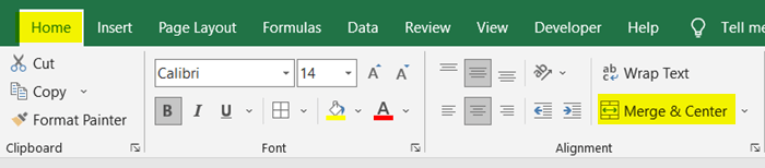 Use Merge and Center Command in Excel