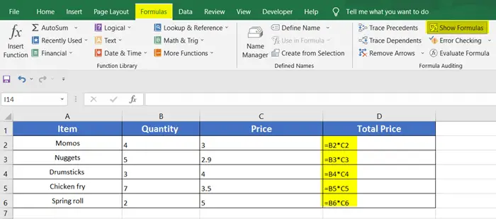 Example of Relative Cell Reference in Excel