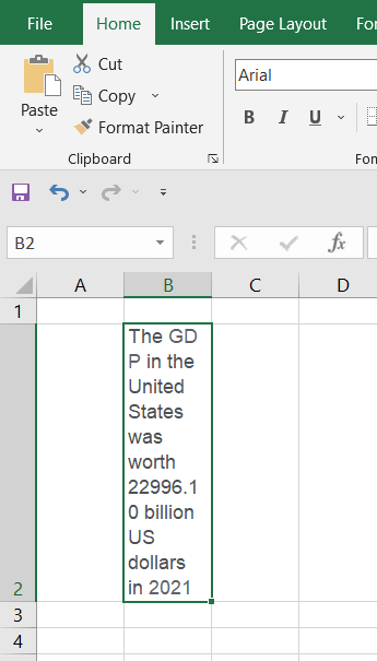 Applying Wrap Text in Excel