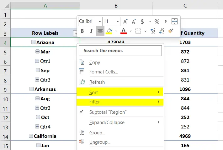 Sort and Filter Any Fields in Pivot Table