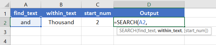 Usage Guide of SEARCH Function in Excel