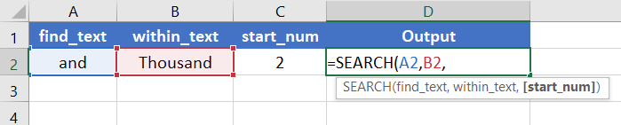Usage Guide of SEARCH Function in Excel