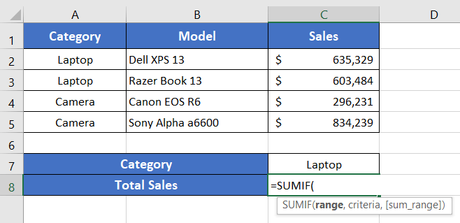 Usage Guide of SUMIF Function in Excel