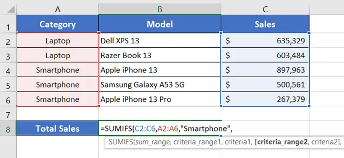 Usage Guide of SUMIFS Function in Excel