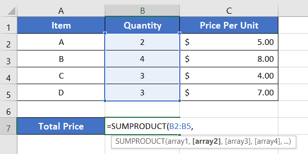 Usage Guide of SUMPRODUCT Function in Excel