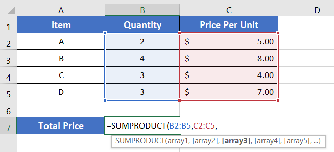 Usage Guide of SUMPRODUCT Function in Excel