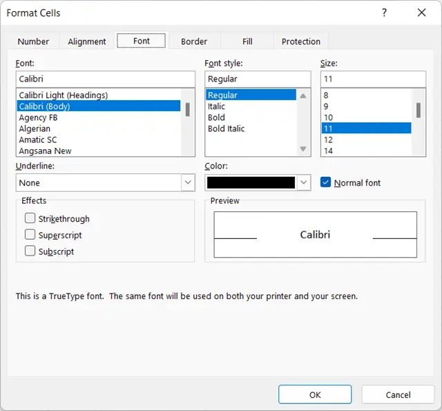 Format Cells Dialog Box in Excel