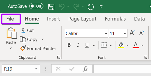 Using File Menu to Open an XML File in Excel