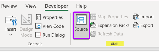 Add XML Source in Excel