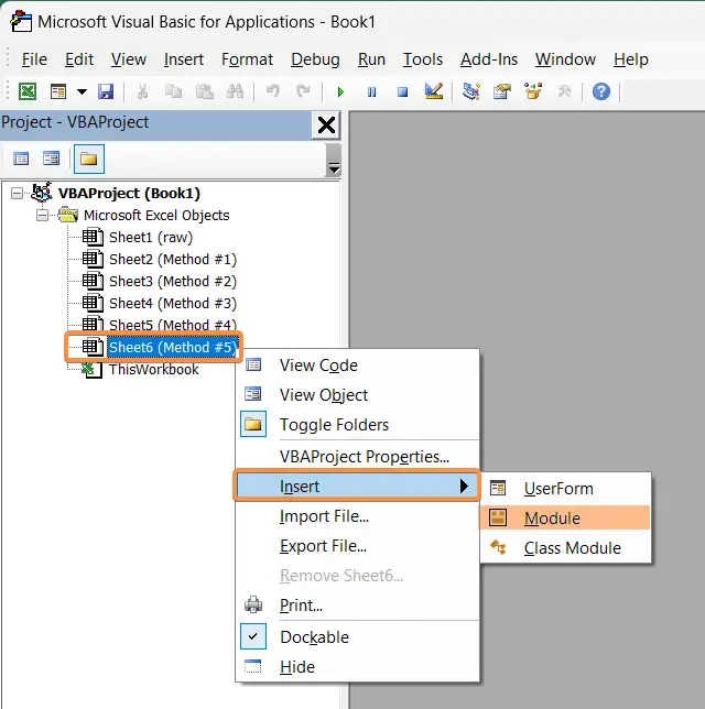 Opening Module in the Visual Basic Editor in Excel