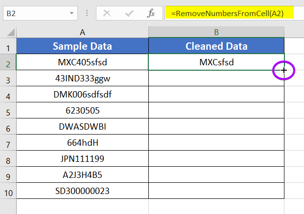 Dragging the Fill Handle to copy down the formula generated from VBA code