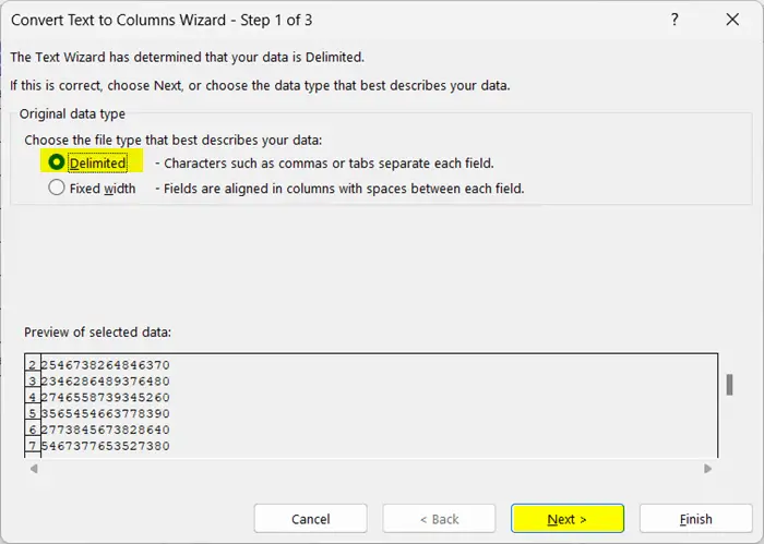 Convert Text to Columns Wizard in Microsoft Excel