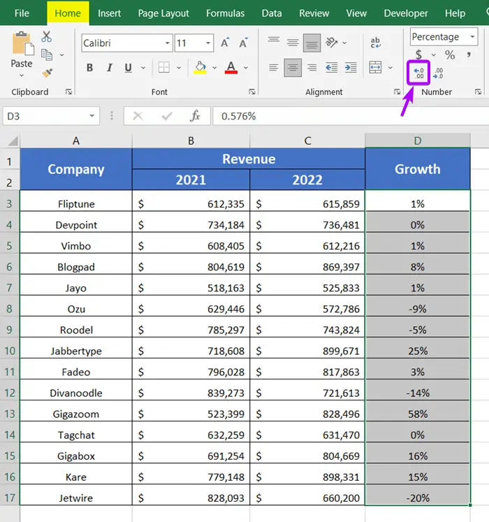 Stop Excel from Rounding up Percentages