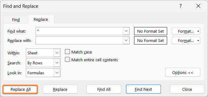 Use Find and Replace to Remove the First Word in Excel