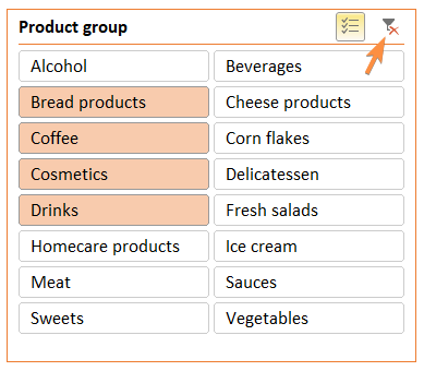 Removing Field Selections of Slicer in Excel