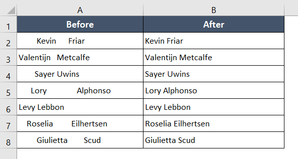 Clearing All Extra Spaces From a String in Excel