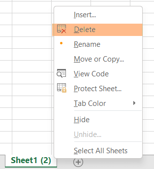 Delete a Worksheet in Excel