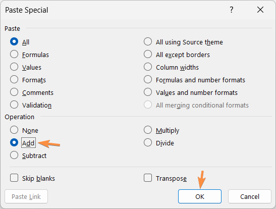 Paste Special dialog box to remove leading zeros in Excel