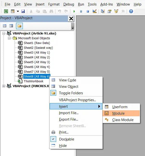 Insert and Module option to use a VBA code to remove leading zeros