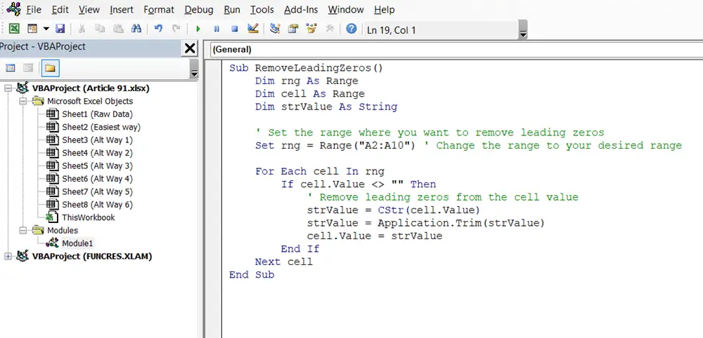 Use VBA to Remove Leading Zeroes in Excel