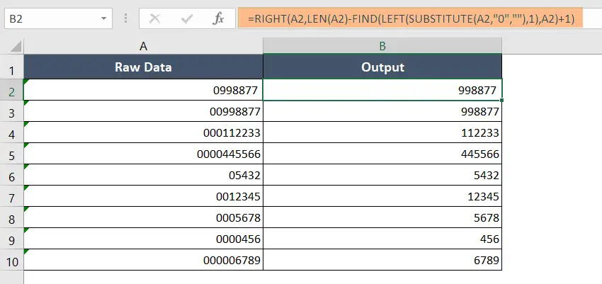 Remove Leading Zeroes in Excel If the Data Contain Both Numeric and Non-numeric Values