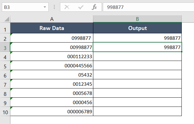 Use Flash Fill to Remove Leading Zeroes in Excel