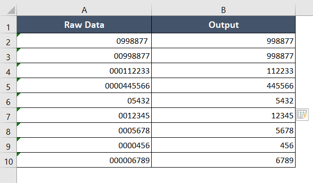 Updated result using Flash Fill in Excel