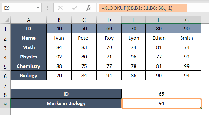 Performing Approximate Match with the XLOOKUP Function