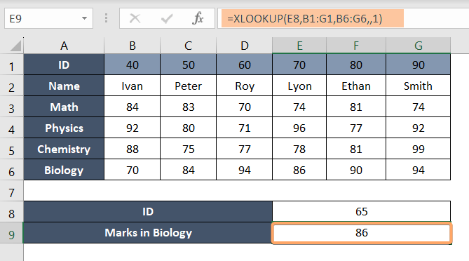 Looking for an Approximate Match with the XLOOKUP Function in Excel