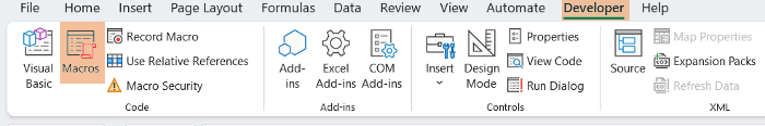 Opening Macro Dialog Box