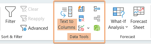Text to columns option in the Data group to remove invisible apostrophes in Excel