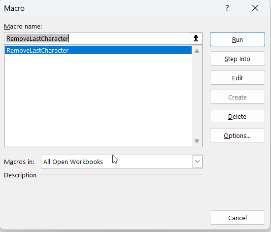 Running a Subroutine Using Macro Dialog Box