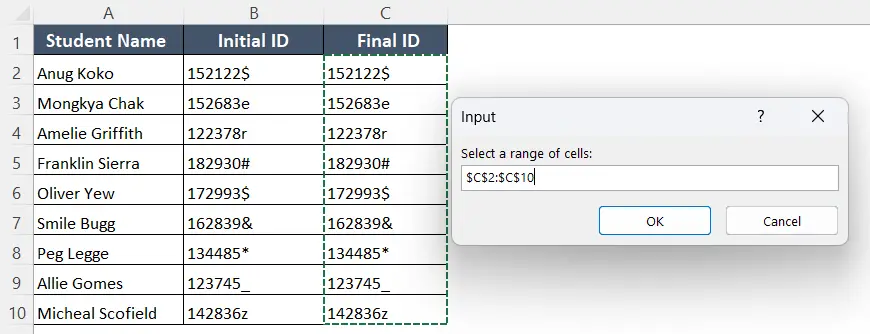 Selecting a Range