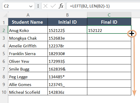 Copying a Formula Down the Column