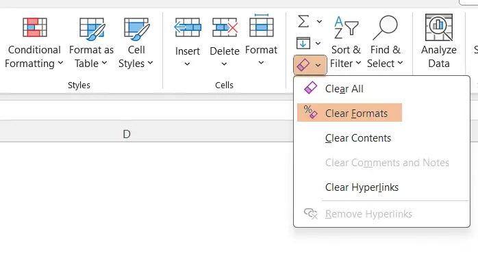 Erase Apostrophe in Excel Using Clear Formatting of Cells