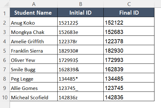 Removed Last Digit in Excel with REPLACE & LEN Functions