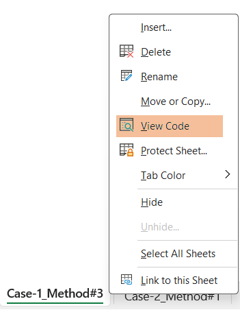 Accessed View Code option to open the visual basic editor in Excel