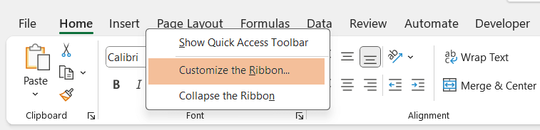 Customize the Ribbon to add Freeze Panes in Excel